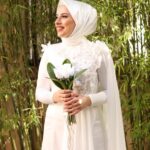 Emine | Tesettür Prenses Gelinlik | 3 Boyutlu Çiçek İşlemeli