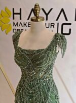 Askılı Kol Detaylı Kare Yaka Komple Dantel İşlemeli Balık Abiye - Görsel 6