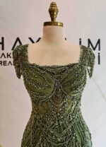 Askılı Kol Detaylı Kare Yaka Komple Dantel İşlemeli Balık Abiye - Görsel 5