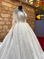 Sweetheart Neckline Long Sleeve Complete Lace Princess Wedding Dress - Image 2