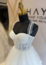 Strapless Draped Body Ruffle Skirt A Line Wedding Dress - Image 5