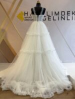 Strapless Draped Body Ruffle Skirt A Line Wedding Dress - Image 2