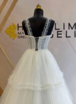 Strapless Draped Body Ruffle Skirt A Line Wedding Dress - Image 4