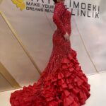 Nilüfer | Kırmızı Tesettür Balık Abiye | İstanbul Abiye