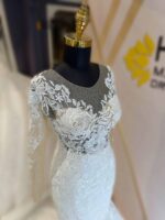 Transparent Size Sweetheart Neckline Long Sleeve Lace Mermaid Wedding Dress