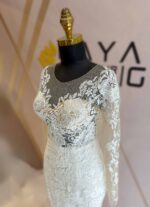 Transparent Size Sweetheart Neckline Long Sleeve Lace Mermaid Wedding Dress - Image 6