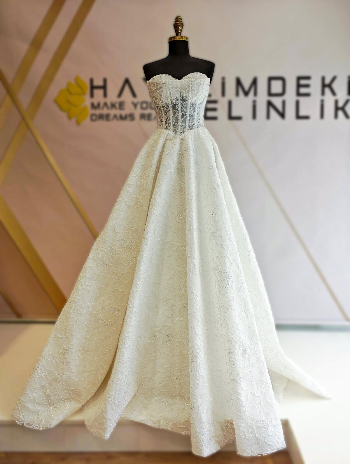 Transparent Staplez Body Embroidered Lace A-Line Wedding Dress - Image 1